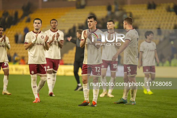 Jason Knight and Max O'Leary of Bristol City applaud their supporters after the Sky Bet Championship match between Norwich City and Bristol...