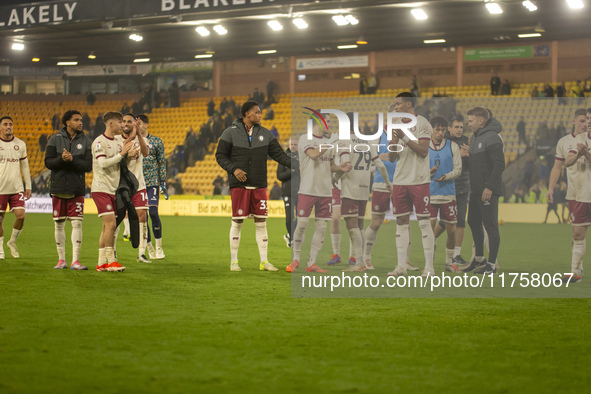 Bristol City players applaud their supporters after the Sky Bet Championship match between Norwich City and Bristol City at Carrow Road in N...