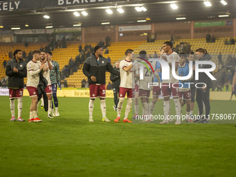 Bristol City players applaud their supporters after the Sky Bet Championship match between Norwich City and Bristol City at Carrow Road in N...