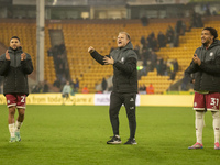 Bristol City Manager, Liam Manning, celebrates their win after the Sky Bet Championship match between Norwich City and Bristol City at Carro...