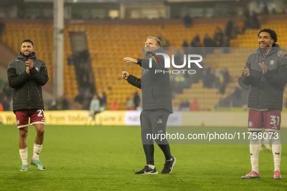 Bristol City Manager, Liam Manning, celebrates their win after the Sky Bet Championship match between Norwich City and Bristol City at Carro...