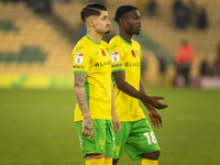 Borja Sainz of Norwich City and Forson Amankwah of Norwich City look dejected after the Sky Bet Championship match between Norwich City and...