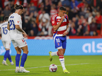 Myrto Uzuni of Granada CF scores the first goal of the match from the penalty during the LaLiga Hypermotion match between Granada CF and CD...