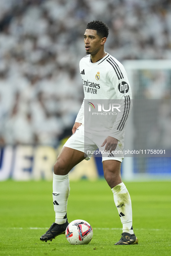 Jude Bellingham central midfield of Real Madrid and England during the La Liga match between Real Madrid CF and CA Osasuna at Estadio Santia...