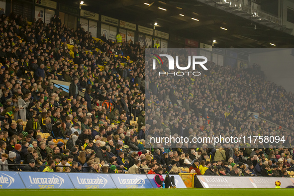 Norwich City supporters leave early during the Sky Bet Championship match between Norwich City and Bristol City at Carrow Road in Norwich, E...