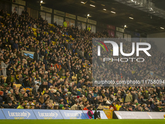 Norwich City supporters leave early during the Sky Bet Championship match between Norwich City and Bristol City at Carrow Road in Norwich, E...