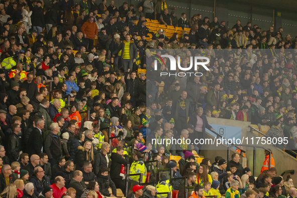 Norwich City supporters leave early during the Sky Bet Championship match between Norwich City and Bristol City at Carrow Road in Norwich, E...