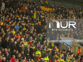 Norwich City supporters leave early during the Sky Bet Championship match between Norwich City and Bristol City at Carrow Road in Norwich, E...