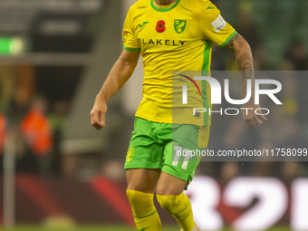 Emiliano Marcondes of Norwich City is on the ball during the Sky Bet Championship match between Norwich City and Bristol City at Carrow Road...