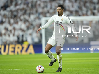 Jude Bellingham central midfield of Real Madrid and England during the La Liga match between Real Madrid CF and CA Osasuna at Estadio Santia...