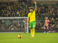 Emiliano Marcondes of Norwich City prepares to take a free kick during the Sky Bet Championship match between Norwich City and Bristol City...