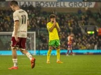 Emiliano Marcondes of Norwich City reacts after a free kick during the Sky Bet Championship match between Norwich City and Bristol City at C...