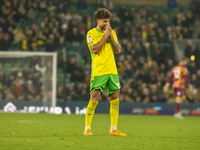 Emiliano Marcondes of Norwich City reacts after a free kick during the Sky Bet Championship match between Norwich City and Bristol City at C...