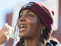 Pro-choice demonstrators protest outside of The Heritage Foundation in Washington, D.C. on November 9, 2024 following the re-election of for...