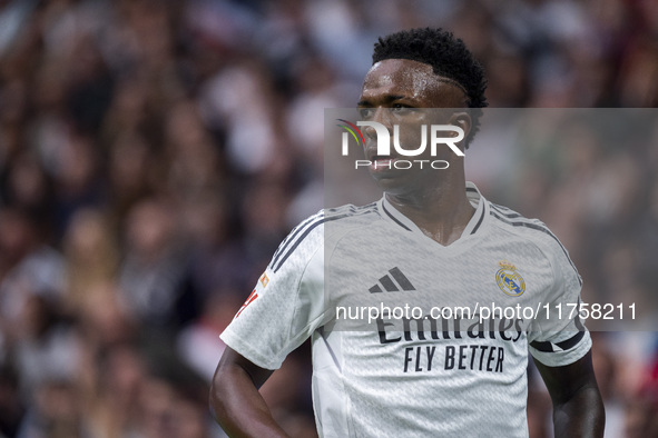 Vinicius Junior of Real Madrid CF appears during the La Liga EA Sports 2024/25 football match between Real Madrid CF and CA Osasuna at Estad...