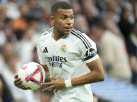 Kylian Mbappe centre-forward of Real Madrid and France during the La Liga match between Real Madrid CF and CA Osasuna at Estadio Santiago Be...