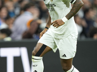 Rodrygo Goes right winger of Real Madrid and Brazil in action during the La Liga match between Real Madrid CF and CA Osasuna at Estadio Sant...