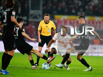 Loïs Openda of Leipzig  controls the ball during the Bundesliga match between RB Leipzig and Borussia Mönchengladbach at Red Bull arena, Lei...