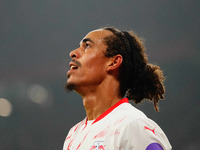 Yussuf Poulsen of Leipzig  gestures during the Bundesliga match between RB Leipzig and Borussia Mönchengladbach at Red Bull arena, Leipzig,...