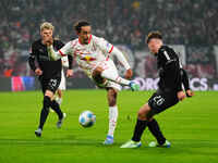 Yussuf Poulsen of Leipzig  controls the ball during the Bundesliga match between RB Leipzig and Borussia Mönchengladbach at Red Bull arena,...