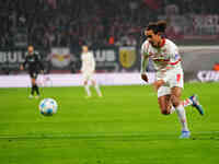 Yussuf Poulsen of Leipzig  controls the ball during the Bundesliga match between RB Leipzig and Borussia Mönchengladbach at Red Bull arena,...