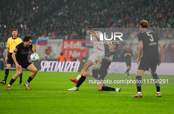 Christoph Baumgartner of Leipzig  controls the ball during the Bundesliga match between RB Leipzig and Borussia Mönchengladbach at Red Bull...