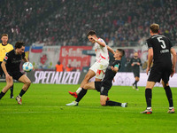 Christoph Baumgartner of Leipzig  controls the ball during the Bundesliga match between RB Leipzig and Borussia Mönchengladbach at Red Bull...