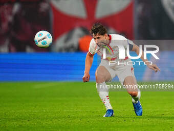 Willi Orban of Leipzig  heads during the Bundesliga match between RB Leipzig and Borussia Mönchengladbach at Red Bull arena, Leipzig, German...