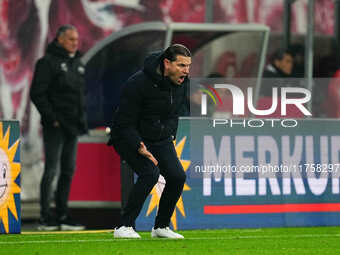 Gerardo Seoane of Borussia Monchengladbach  gestures during the Bundesliga match between RB Leipzig and Borussia Mönchengladbach at Red Bull...