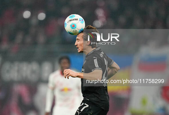 Rocco Reitz of Borussia Monchengladbach  heads during the Bundesliga match between RB Leipzig and Borussia Mönchengladbach at Red Bull arena...