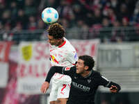 Antonio Nusa of Leipzig  heads during the Bundesliga match between RB Leipzig and Borussia Mönchengladbach at Red Bull arena, Leipzig, Germa...