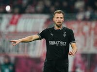 Marvin Friedrich of Borussia Monchengladbach  gestures during the Bundesliga match between RB Leipzig and Borussia Mönchengladbach at Red Bu...