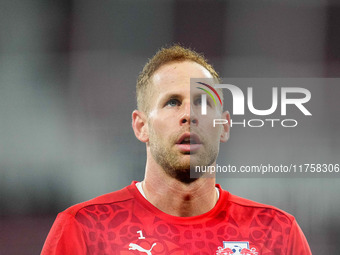 Peter Gulacsi of Leipzig  looks on during the Bundesliga match between RB Leipzig and Borussia Mönchengladbach at Red Bull arena, Leipzig, G...