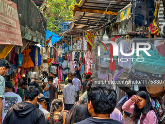 Shoppers crowd at the Bhutia Bazaar (Tibetan Market) in Nainital, Uttarakhand, India, on April 19, 2024. The Tibetan Market is located by Na...