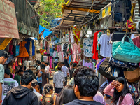 Shoppers crowd at the Bhutia Bazaar (Tibetan Market) in Nainital, Uttarakhand, India, on April 19, 2024. The Tibetan Market is located by Na...