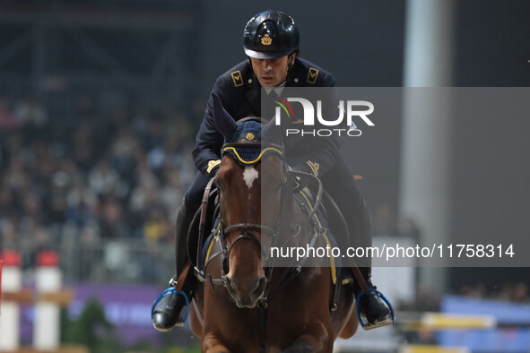 Eugenio Grimaldi rides Pompon Van de Koekoek during the International Winning Round CSI5*-W Trophy No. 5 presented by Crivelli at Jumping Ve...