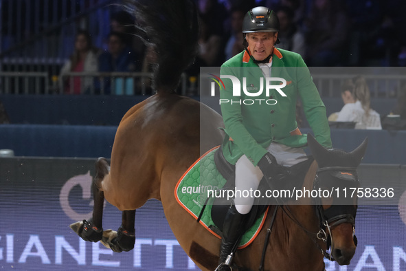 Gerfried Puck rides Equitron Ornaat V during the International Winning Round CSI5*-W Trophy No. 5 presented by Crivelli at Jumping Verona in...