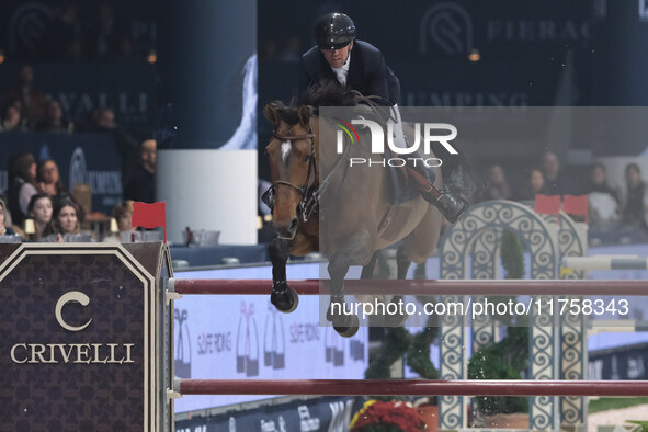 Simon Delestre rides Olga Van de Kruishoeve during the International Winning Round CSI5*-W Trophy No. 5 presented by Crivelli at Jumping Ver...