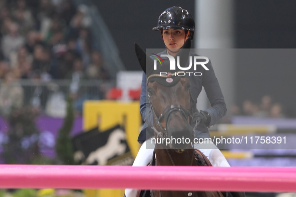 Jennifer Hochstaedter rides Winnetou de la Hamente Z during the International Winning Round CSI5*-W Trophy No. 5 presented by Crivelli at Ju...