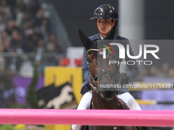 Jennifer Hochstaedter rides Winnetou de la Hamente Z during the International Winning Round CSI5*-W Trophy No. 5 presented by Crivelli at Ju...