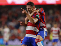 Lucas Boye of Granada CF scores the second goal of the game during the LaLiga Hypermotion match between Granada CF and CD Eldense at Nuevo L...