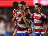 Lucas Boye of Granada CF scores the second goal of the game during the LaLiga Hypermotion match between Granada CF and CD Eldense at Nuevo L...