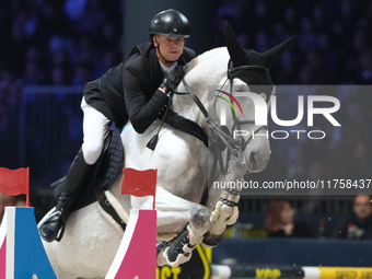 Jerome Guery rides Great Britain V during the International Winning Round CSI5*-W Trophy No. 5 presented by Crivelli at Jumping Verona in Ve...