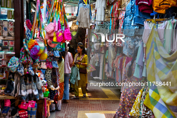 Shoppers visit the Bhutia Bazaar (Tibetan Market) in Nainital, Uttarakhand, India, on April 19, 2024. The Tibetan Market is located by Naini...