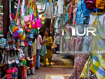 Shoppers visit the Bhutia Bazaar (Tibetan Market) in Nainital, Uttarakhand, India, on April 19, 2024. The Tibetan Market is located by Naini...