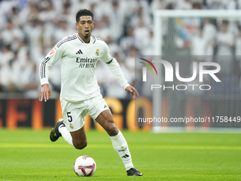 Jude Bellingham central midfield of Real Madrid and England during the La Liga match between Real Madrid CF and CA Osasuna at Estadio Santia...