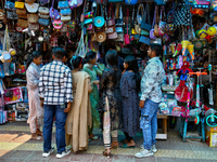 Shoppers visit the Bhutia Bazaar (Tibetan Market) in Nainital, Uttarakhand, India, on April 19, 2024. The Tibetan Market is located by Naini...