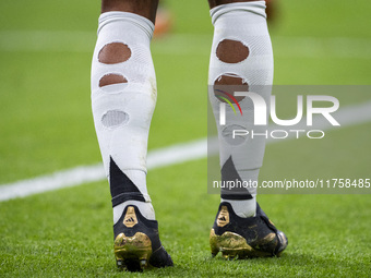 Adidas Predator shoes of Jude Bellingham of Real Madrid CF are seen during the La Liga EA Sports 2024/25 football match between Real Madrid...