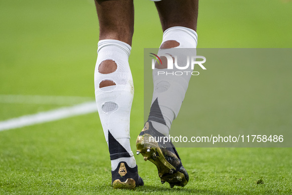 Adidas Predator shoes of Jude Bellingham of Real Madrid CF are seen during the La Liga EA Sports 2024/25 football match between Real Madrid...