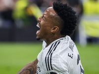 Eder Militao of Real Madrid CF is injured on the ground during the La Liga EA Sports 2024/25 football match between Real Madrid CF and CA Os...